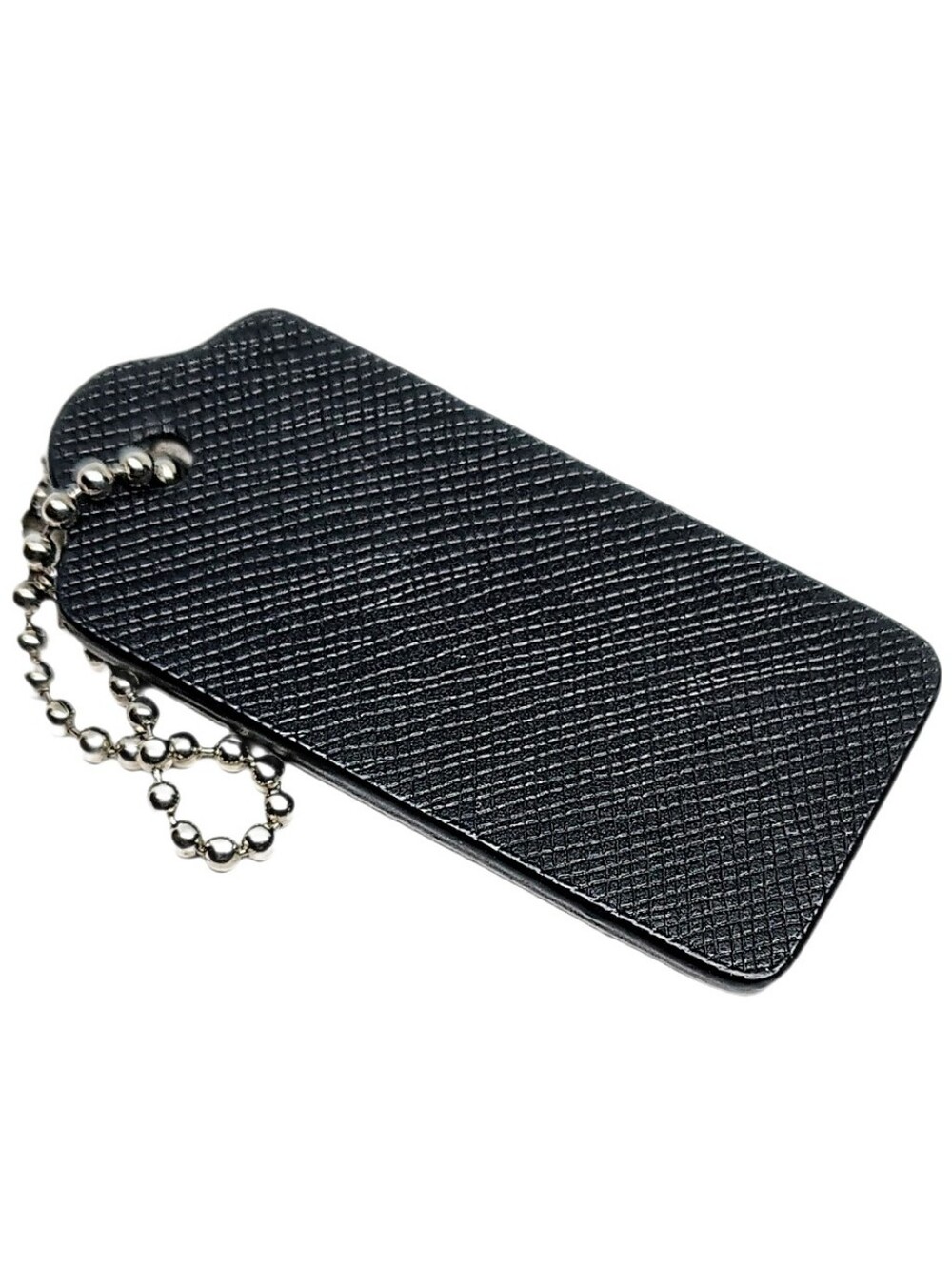 🆕 Coach 2.25" Black Crossgrain Leather Hangtag Bag Fob Charm Keychain RARE - Picture 4 of 5